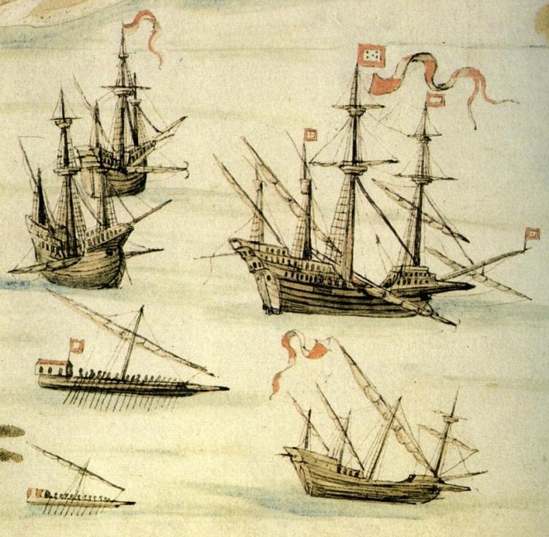 Questa immagine ha l'attributo alt vuoto; il nome del file è NAVI-800px-Galleon_Carracks_Galley_and_Galeota-_Routemap_of_the_Red_Sea-1540_by_D._Joao_de_Castro.jpg