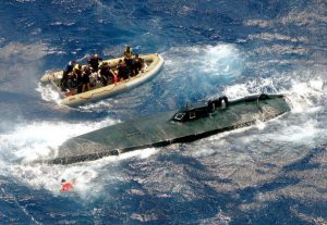 narco traffic sub at sea
