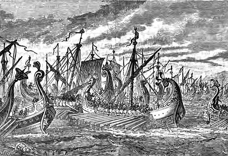 ARCHEOLOGIA-Greek_triremes_at_Salamis