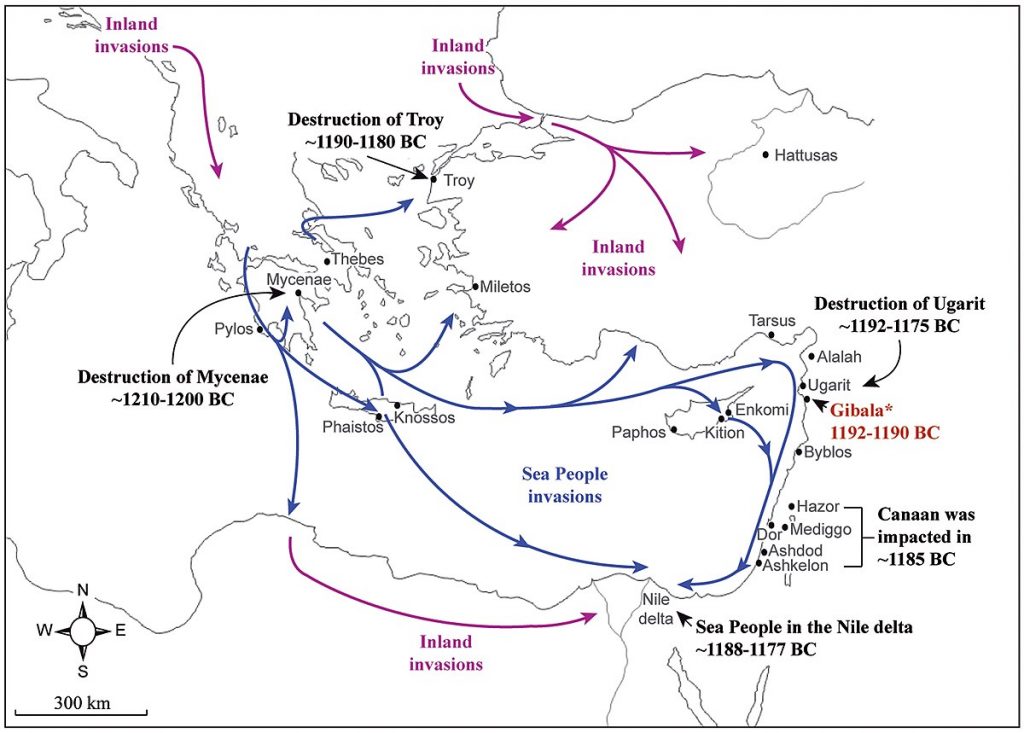 Questa immagine ha l'attributo alt vuoto; il nome del file è 1200px-Map_of_the_Sea_People_invasions_in_the_Aegean_Sea_and_Eastern_Mediterranean_at_the_end_of_the_Late_Bronze_Age-1024x733.jpg