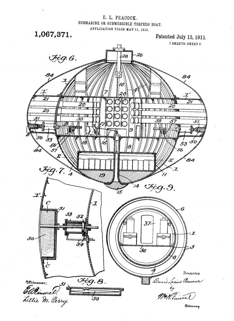Questa immagine ha l'attributo alt vuoto; il nome del file è edward-lasius-peacock-lake-submarine-co-patent-enterprise-us1067371-b-746x1024.jpg