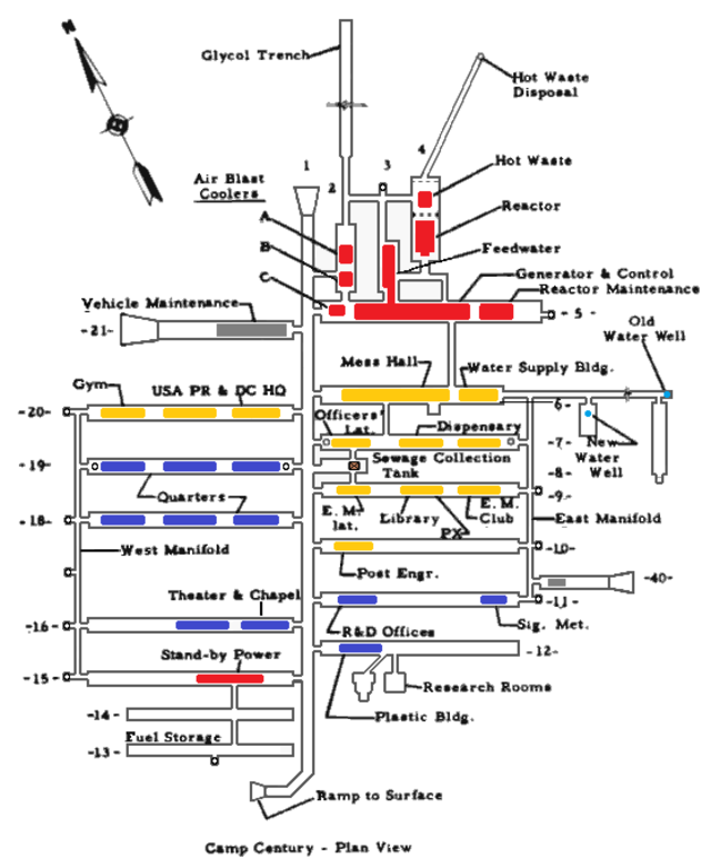 Questa immagine ha l'attributo alt vuoto; il nome del file è STORIA-MILITARE-US-GEOPOLITICA-CAMP-CENTURY-Camp_Century_layout_color.png