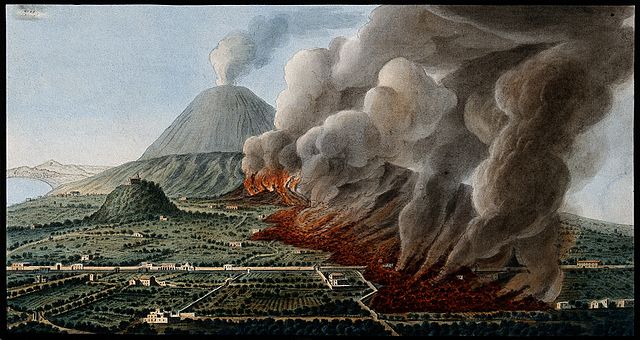 Questa immagine ha l'attributo alt vuoto; il nome del file è GEOLOGIA-B-VULCANO-VESUVIO-Mount_Vesuvius_a_volcanic_eruption_at_the_foot_of_the_mount_Wellcome_V0025260.jpg