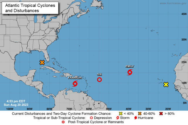 Questa immagine ha l'attributo alt vuoto; il nome del file è METEO-91L_Franklin_06L_Emily_and_Tropical_Wave_2023-08-20.png