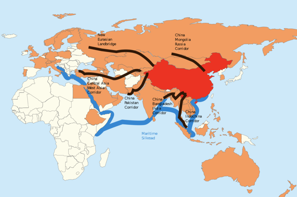 Questa immagine ha l'attributo alt vuoto; il nome del file è CINA-1200px-Belt_and_Road_Initiative-1024x681.png