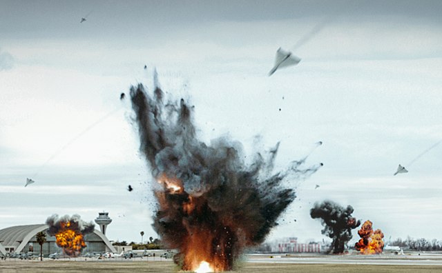 Questa immagine ha l'attributo alt vuoto; il nome del file è DRONI-ARTOSTIC-IMPRESSION-An_artists_impression_of_Shahed-136_drones_swarming_an_airport.jpg