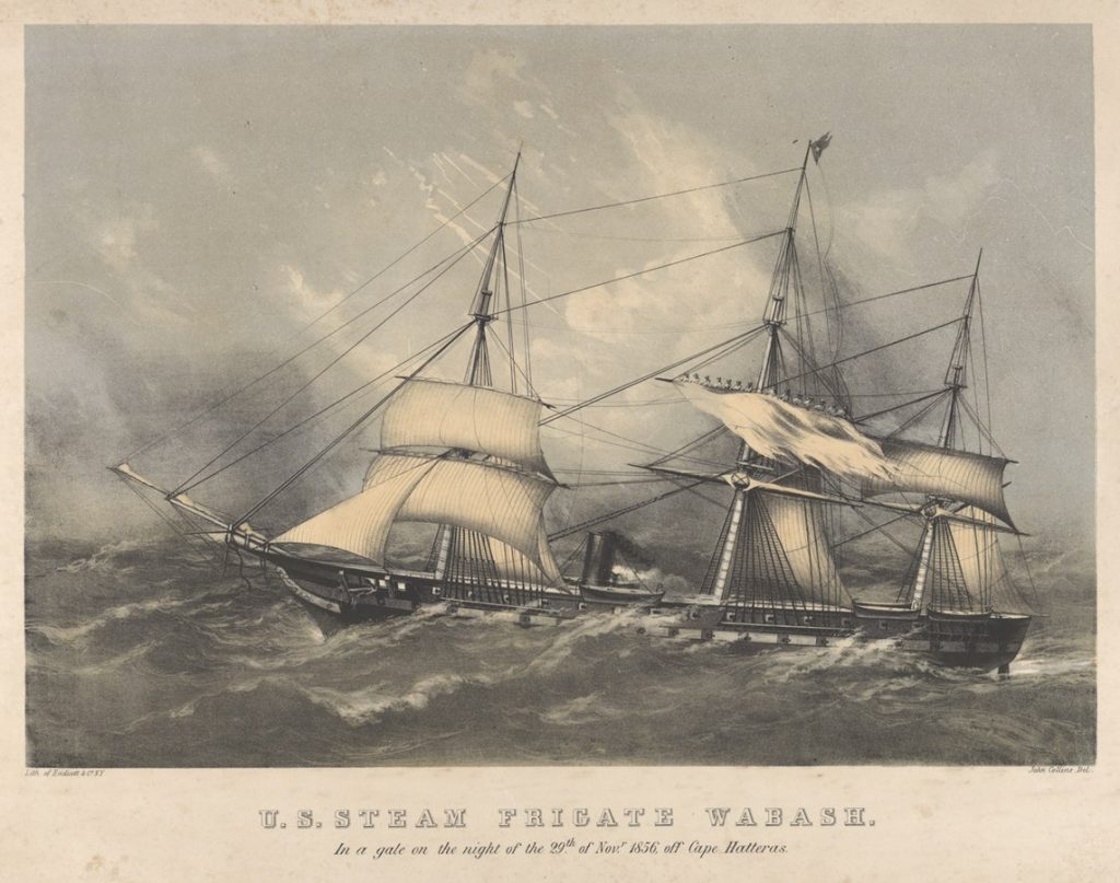 Questa immagine ha l'attributo alt vuoto; il nome del file è MARINA-USS-U.S._Steam_Frigate_Wabash_In_a_gale_on_the_night_of_the_29th_of_Novr_1856_off_Cape_Hatteras_RMG_PY0964-1024x807.jpg