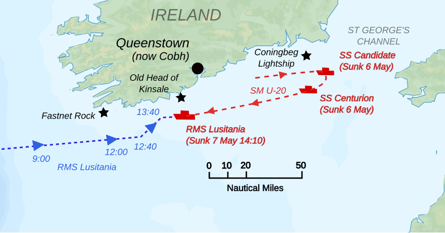 Questa immagine ha l'attributo alt vuoto; il nome del file è Movements_of_RMS_Lusitania_and_SM_U-20.svg.png