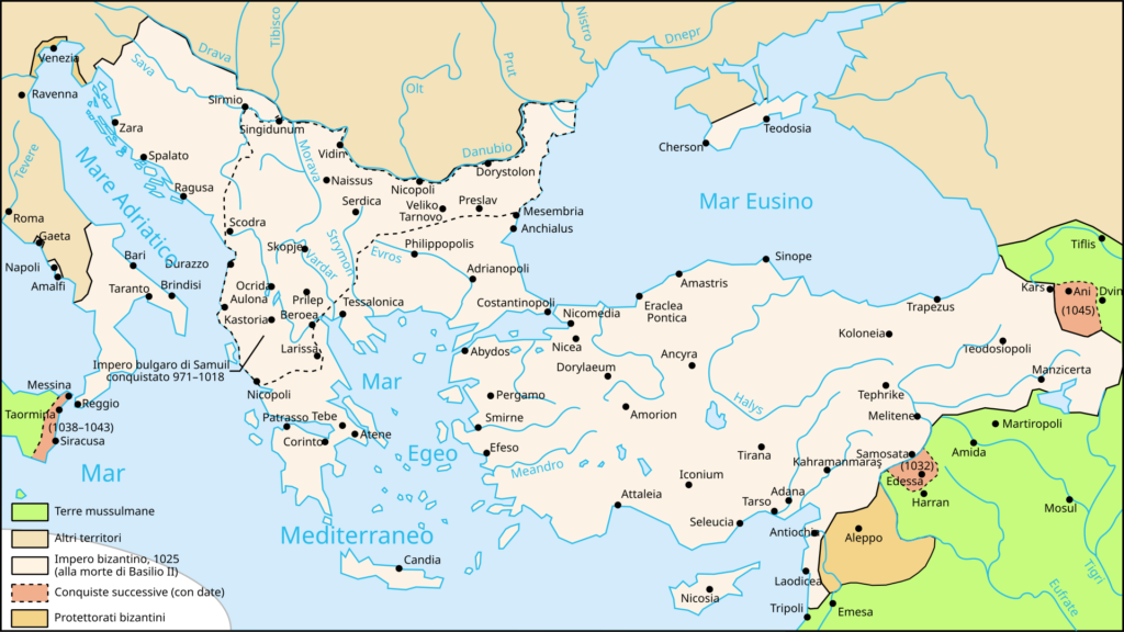Questa immagine ha l'attributo alt vuoto; il nome del file è Map_Byzantine_Empire_1025-it.svg-1024x576.png