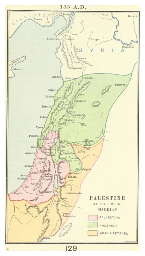 Questa immagine ha l'attributo alt vuoto; il nome del file è GIUDEA-MACCOUN1899_p197_135_A.D._-_PALESTINE_AT_THE_TIME_OF_HADRIAN-580x1024.jpg