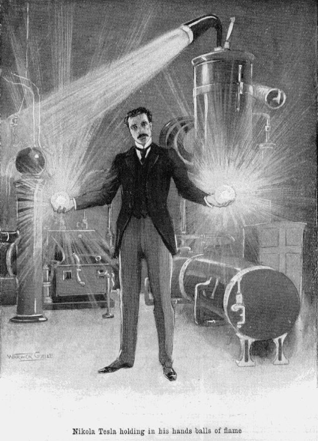 Questa immagine ha l'attributo alt vuoto; il nome del file è 640px-Nikola_Tesla_holding_in_his_hands_balls_of_flame.gif