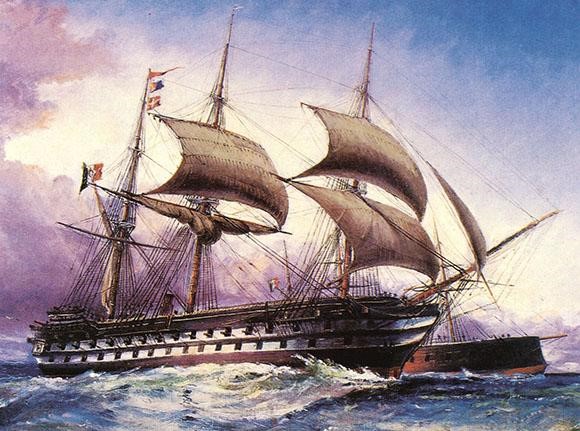 Questa immagine ha l'attributo alt vuoto; il nome del file è Il-vascello-Re-Galantuomo-scorta-la-fregata-corazzata-Re-dItalia.jpg